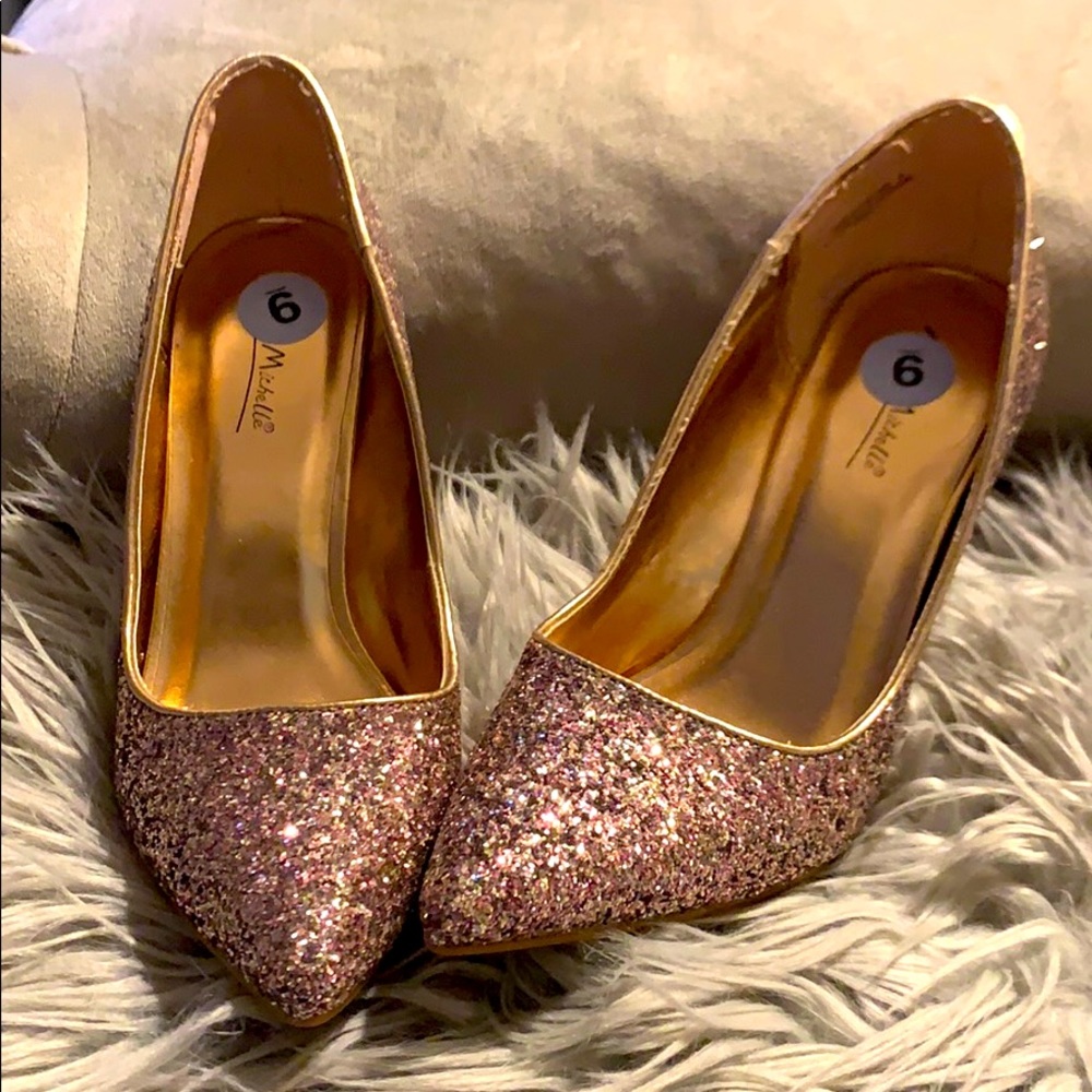 Size 9 Michael Antonio Stilettos Rose Gold Glitter